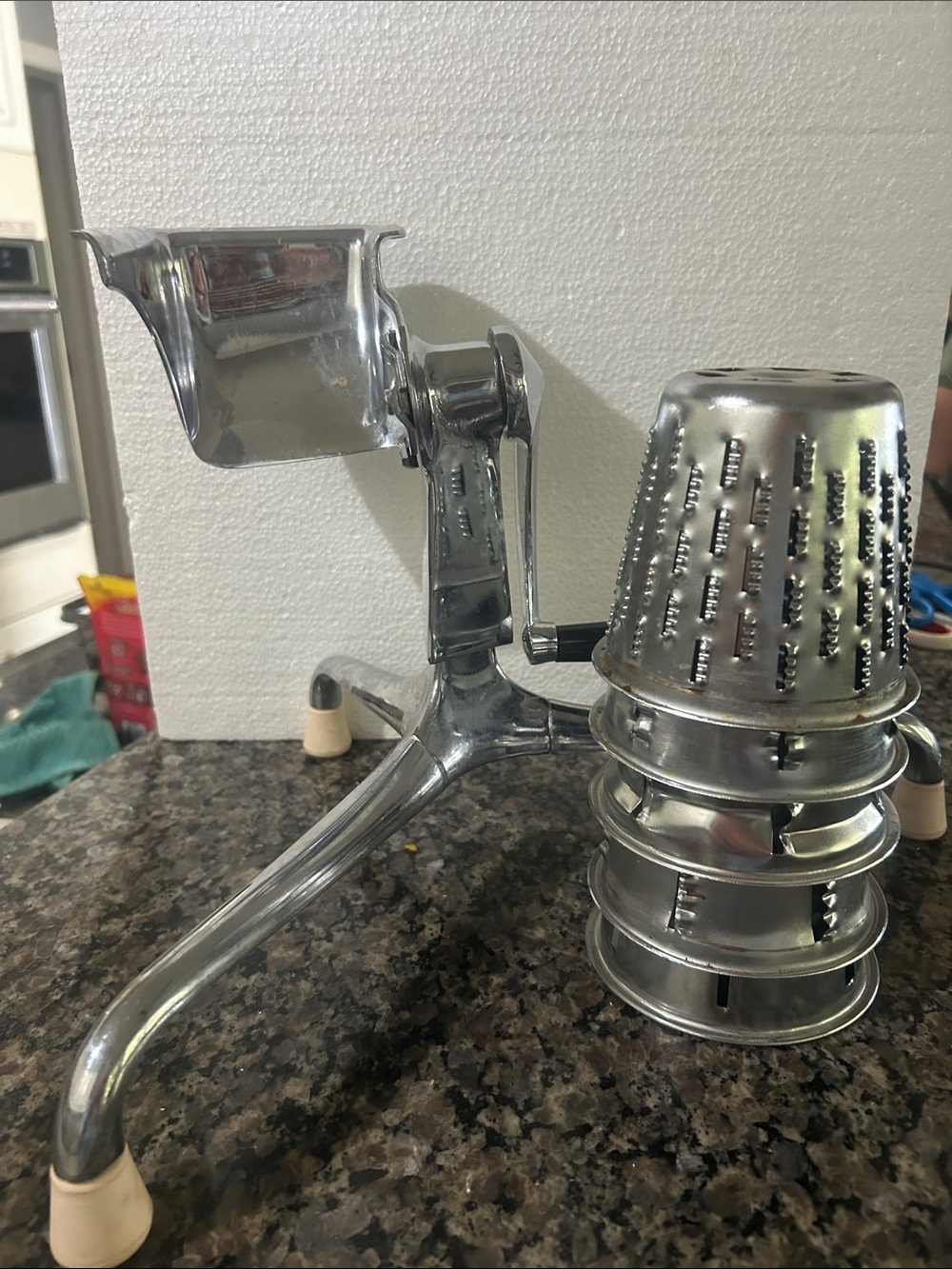 Manual Stainless Steel Rotary Cheese Grater and Drum Set - Silver
